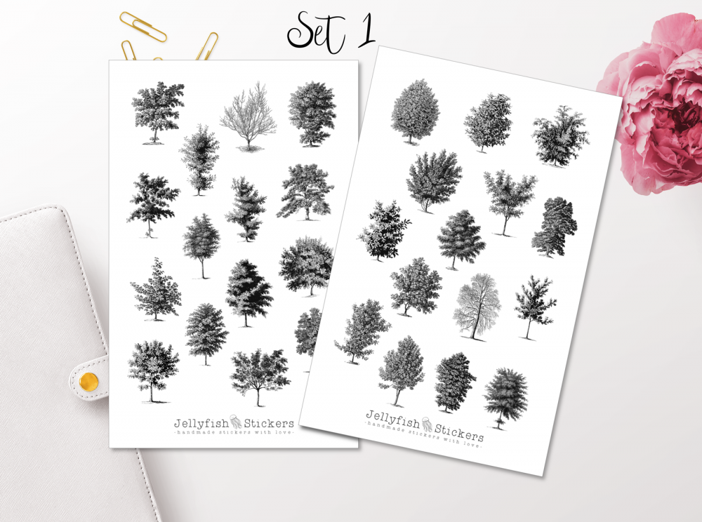 Vintage Trees Sticker Set